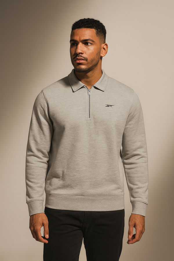 Heather Grey Reebok Quarter-Zip Sweatshirt