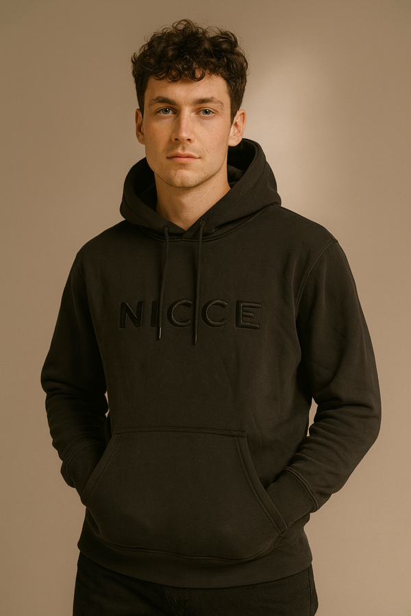 Black NICCE Embossed Hoodie